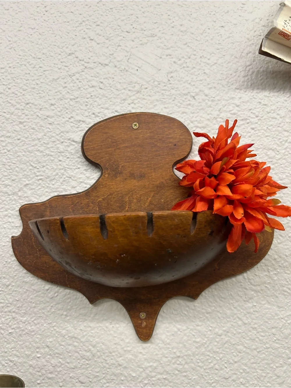 Vintage wooden mid century wall caddy wall pocket planter decor design